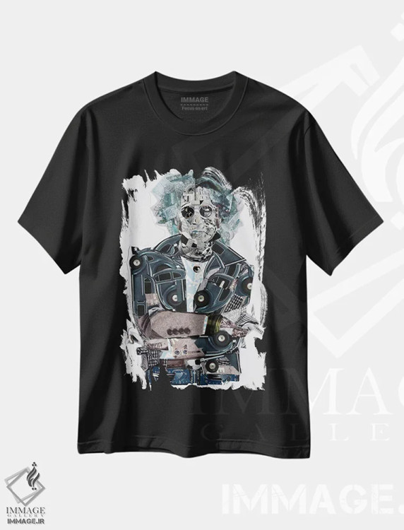 تیشرت مشکی طرح دار لنون، هنر فاخر معاصر اثر گلیل | immage.ir