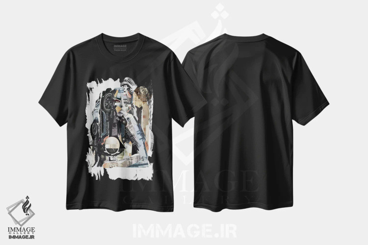 تیشرت مشکی طرح دار امی ۲، هنر فاخر معاصر اثر گلیل | فروشگاه ایماژ
