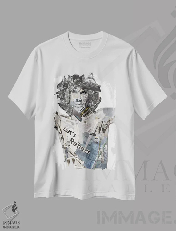 تیشرت سفید طرح دار موریسون، هنر فاخر معاصر اثر گلیل | immage.ir
