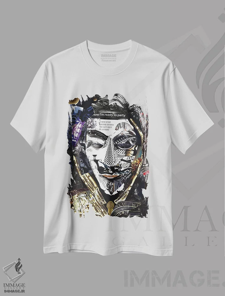 تیشرت سفید طرح دار ناشناس، هنر فاخر معاصر اثر گلیل | immage.ir