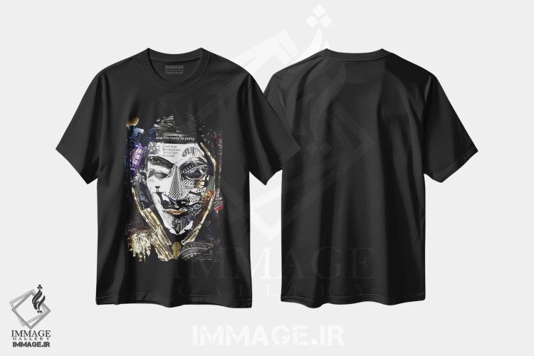 تیشرت مشکی طرح دار ناشناس، هنر فاخر معاصر اثر گلیل | فروشگاه ایماژ