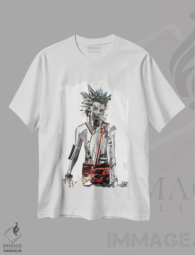 تیشرت سفید طرح دار سید ویشس، هنر فاخر معاصر اثر گلیل | فروشگاه ایماژ