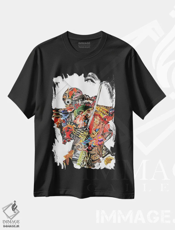 تیشرت مشکی طرح دار سامورایی ۲، مدیوم اثر گلیل | فروشگاه ایماژ