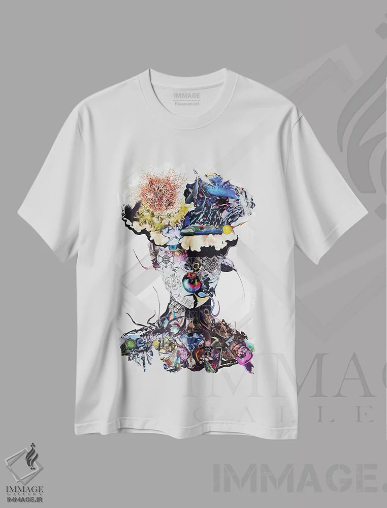 تیشرت سفید طرح دار زیبای عجیب، مدیوم اثر گلیل | immage.ir