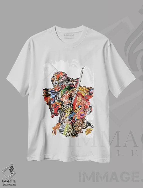 تیشرت سفید طرح دار سامورایی ۲، مدیوم اثر گلیل | immage.ir