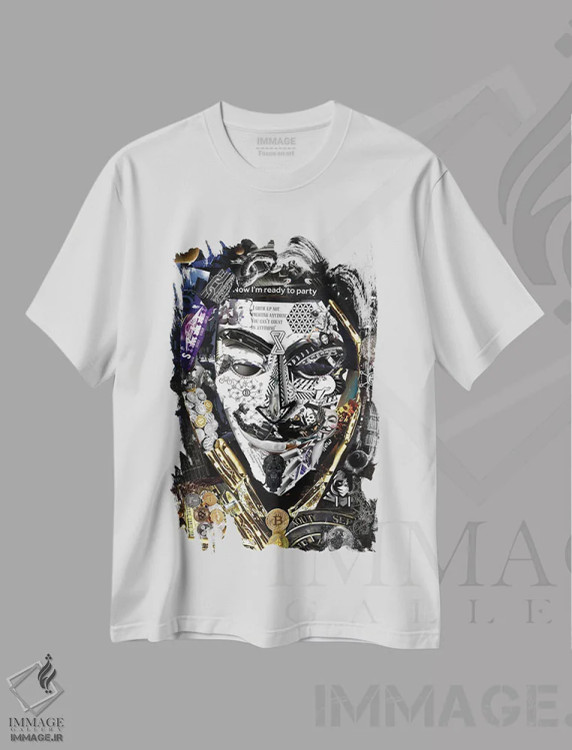 تیشرت سفید طرح دار ناشناس، هنر فاخر معاصر اثر گلیل | فروشگاه ایماژ