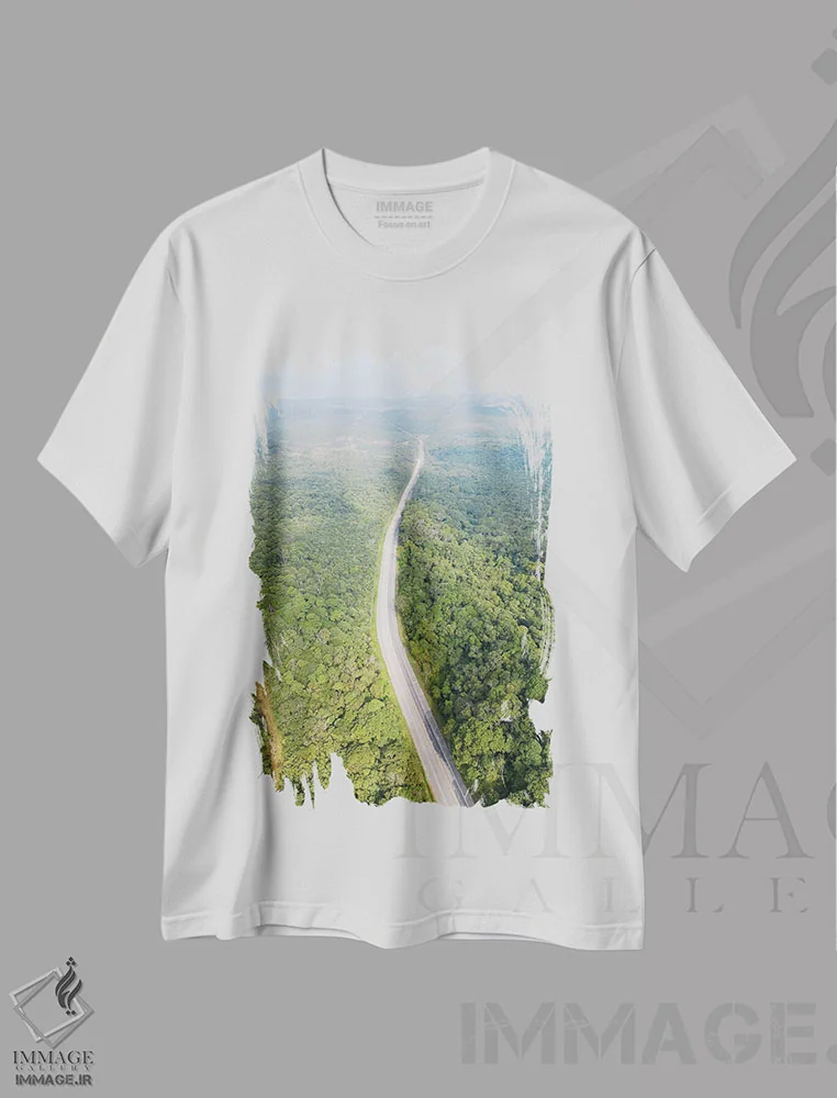 تیشرت سفید طرح دار مسیر هوایی ۲، مدیوم اثر گلاوکو منهالی | فروشگاه ایماژ