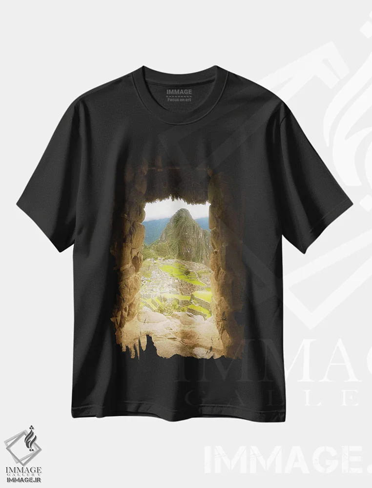 تیشرت مشکی طرح دار ماچو پیچو، مدیوم اثر گلاوکو منهالی | immage.ir