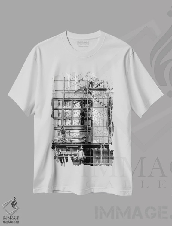 تیشرت سفید طرح دار مردان در حال کار، عکاسی سیاه و سفید اثر گلاوکو منهالی | immage.ir