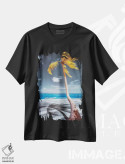 تیشرت مشکی طرح دار پالم بیچ، مدیوم اثر گلاوکو منهالی | فروشگاه ایماژ