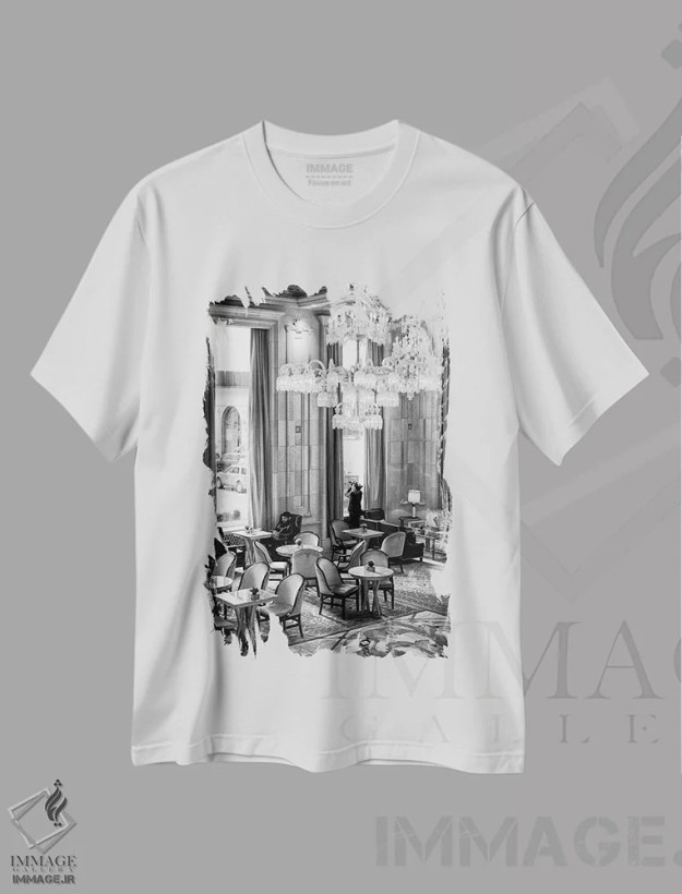تیشرت سفید طرح دار عکاسی خیابانی، عکاسی سیاه و سفید اثر گلاوکو منهالی | فروشگاه ایماژ