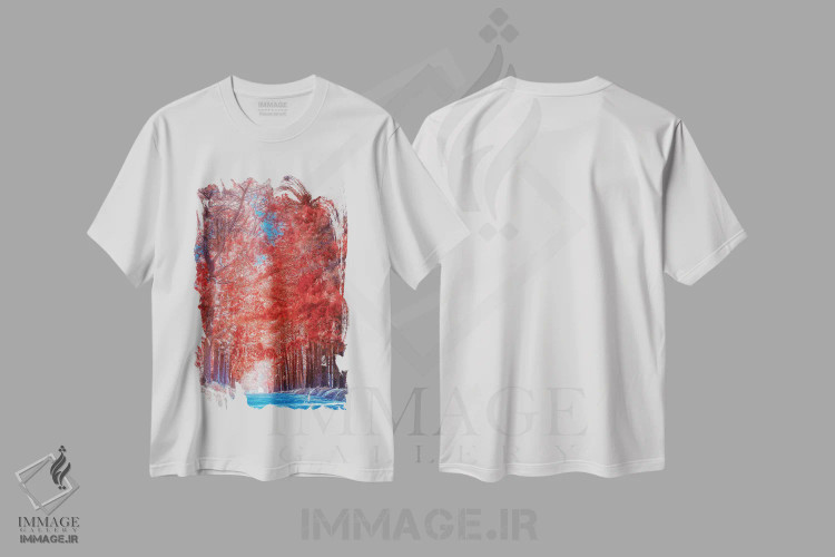 تیشرت سفید طرح دار مسیر قرمز، مدیوم اثر گلاوکو منهالی | فروشگاه ایماژ