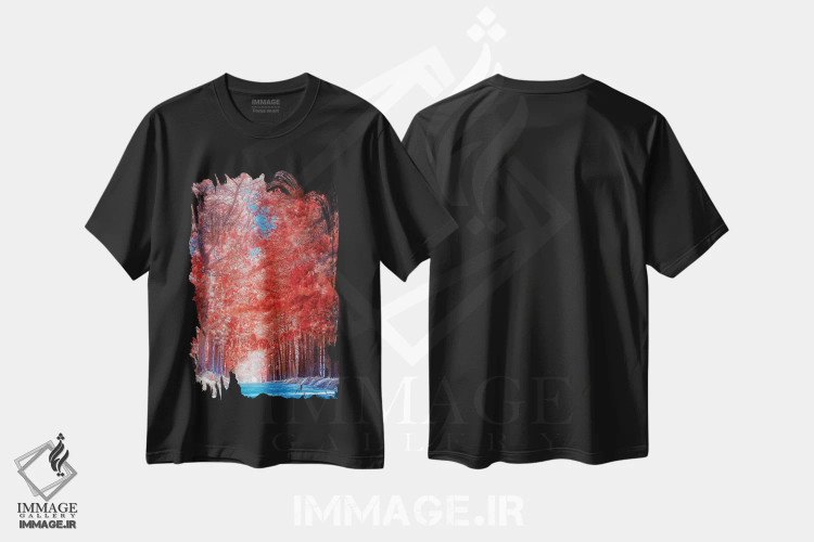 تیشرت مشکی طرح دار مسیر قرمز، مدیوم اثر گلاوکو منهالی | immage.ir