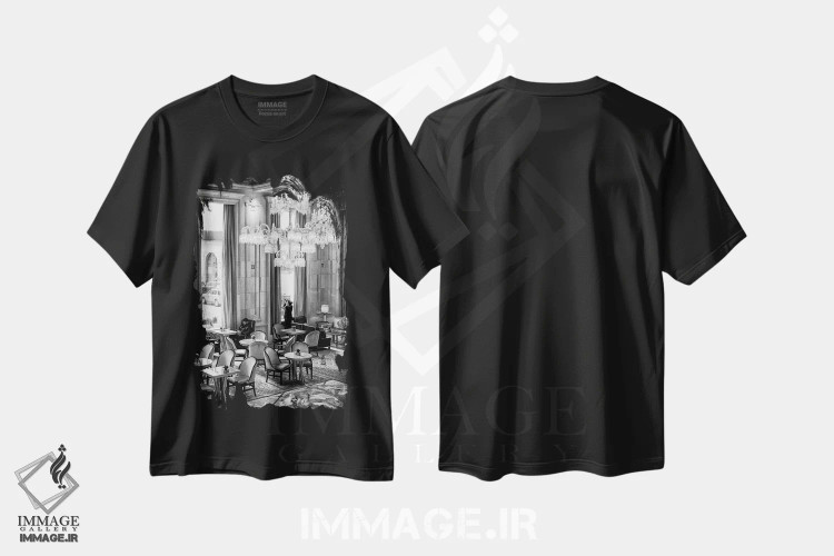 تیشرت مشکی طرح دار عکاسی خیابانی، عکاسی سیاه و سفید اثر گلاوکو منهالی | immage.ir