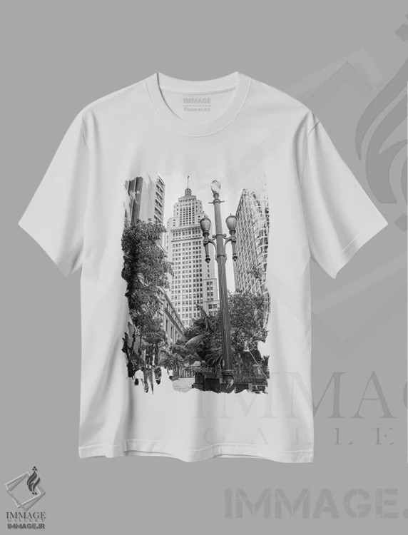 تیشرت سفید طرح دار عکاسی خیابانی ۶۷، آرت دکو اثر گلاوکو منهالی | immage.ir