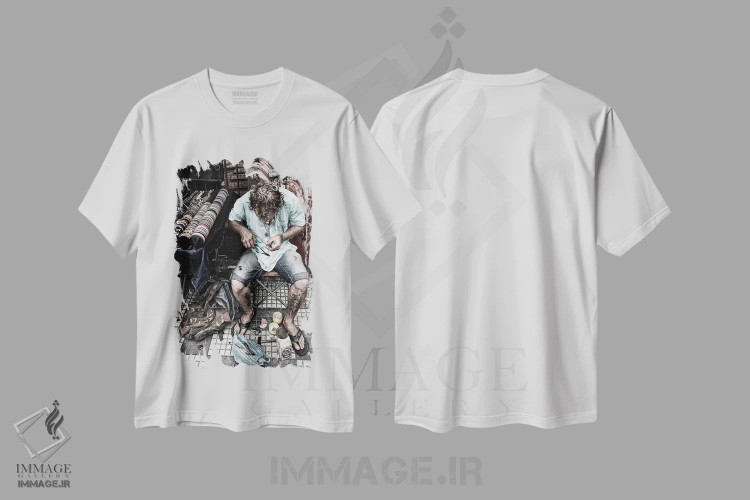 تیشرت سفید طرح دار عکاسی خیابانی ۷۳، مدیوم اثر گلاوکو منهالی | فروشگاه ایماژ
