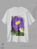 تیشرت سفید طرح دار گل بنفش و زرد، مدیوم اثر گلاوکو منهالی | فروشگاه ایماژ
