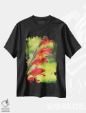 تیشرت مشکی طرح دار گل گرمسیری قرمز، مدیوم اثر گلاوکو منهالی | immage.ir