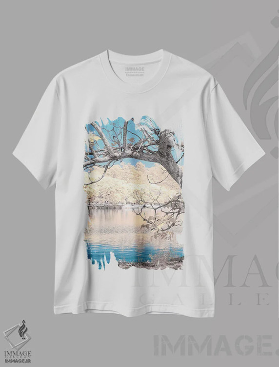 تیشرت سفید طرح دار درخت خشک، مدیوم اثر گلاوکو منهالی | فروشگاه ایماژ