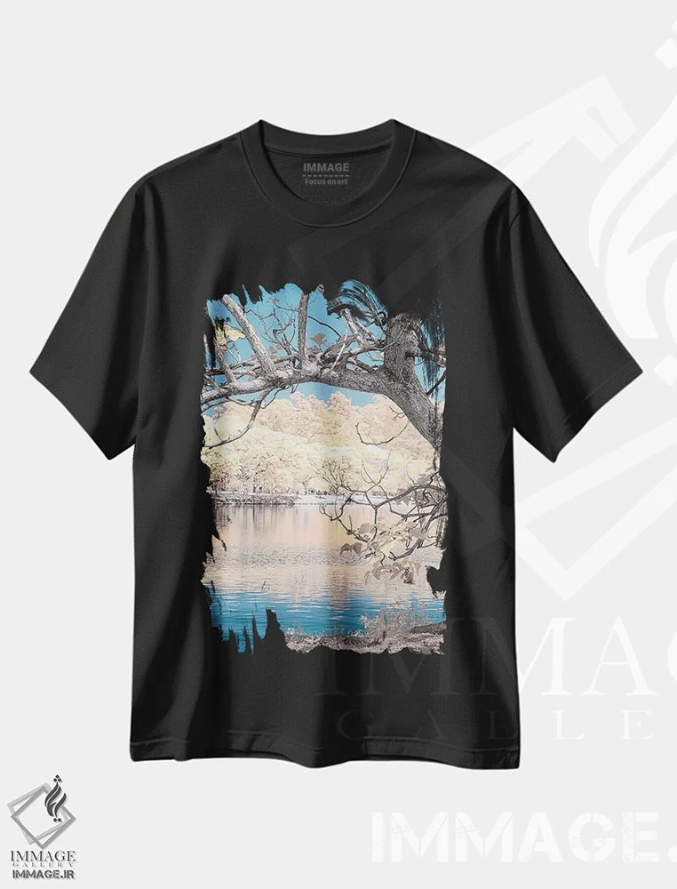 تیشرت مشکی طرح دار درخت خشک، مدیوم اثر گلاوکو منهالی | immage.ir