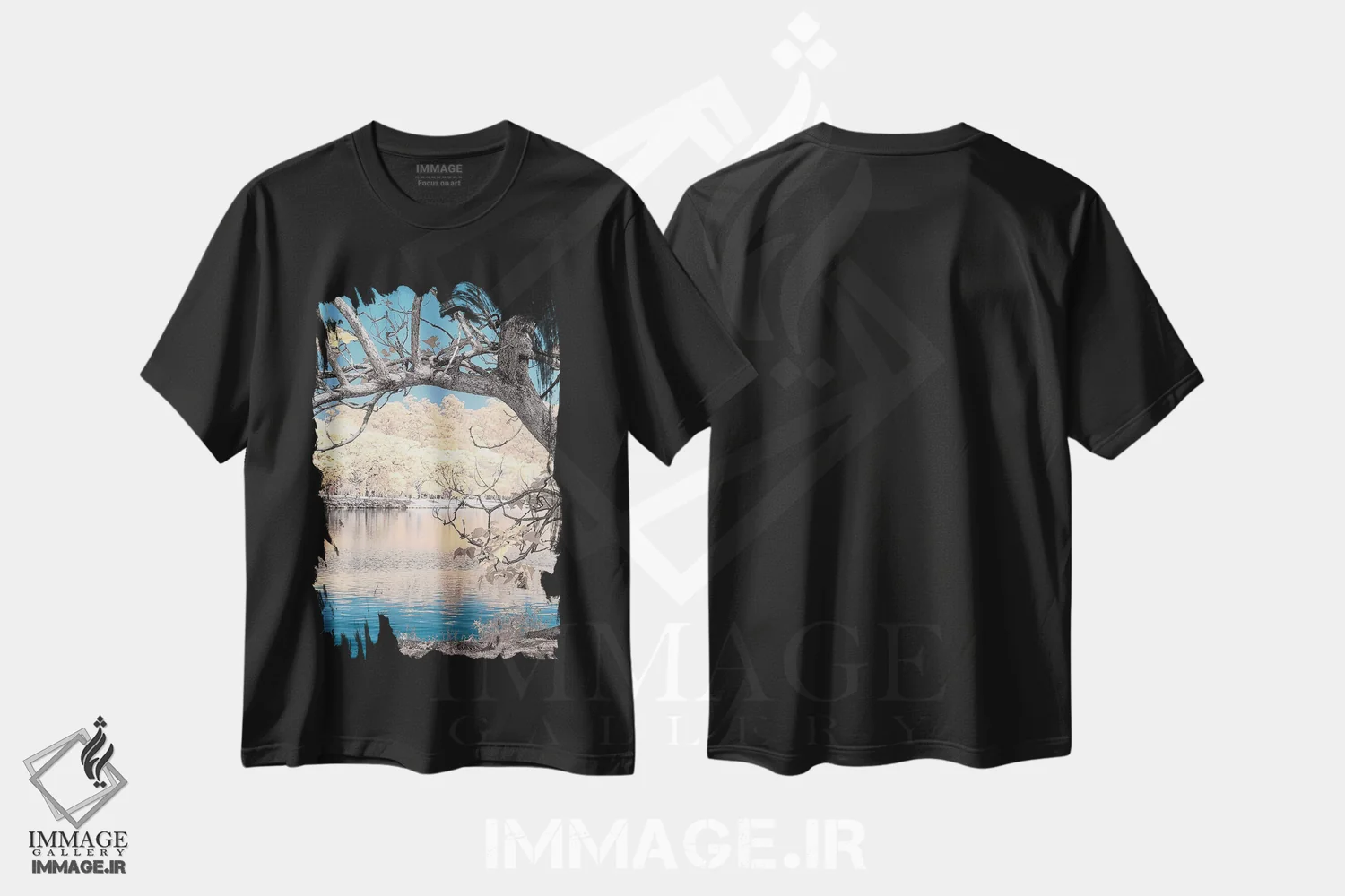 تیشرت مشکی طرح دار درخت خشک، مدیوم اثر گلاوکو منهالی | immage.ir
