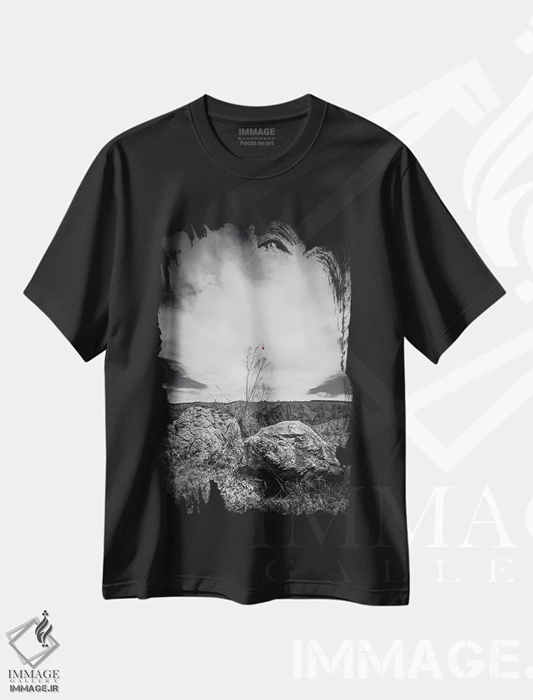تیشرت مشکی طرح دار منظره شماره ۱۳، عکاسی سیاه و سفید اثر گلاوکو منهالی | immage.ir
