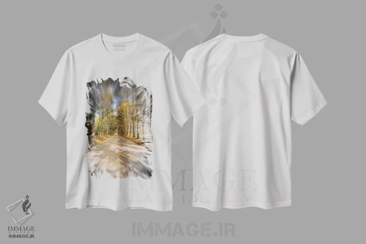 تیشرت سفید طرح دار منظره شماره ۲۱، مدیوم اثر گلاوکو منهالی | فروشگاه ایماژ