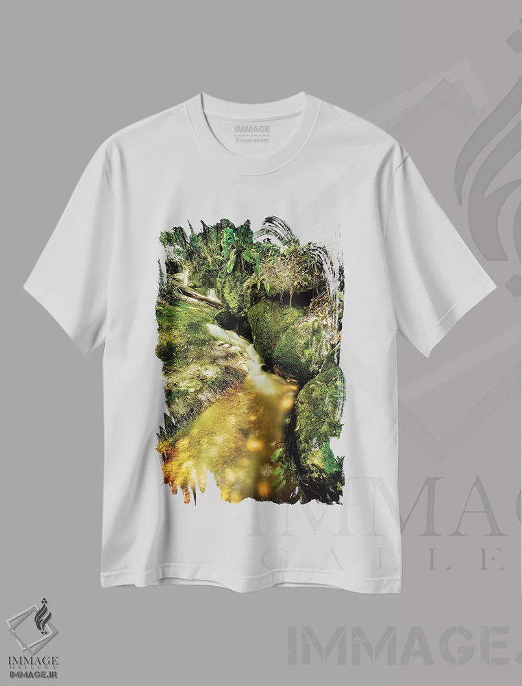 تیشرت سفید طرح دار جنگل گرمسیری شماره ۳، مدیوم اثر گلاوکو منهالی | فروشگاه ایماژ