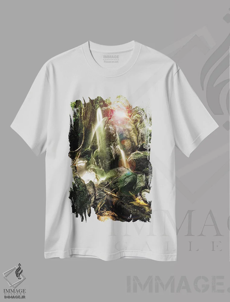 تیشرت سفید طرح دار جنگل گرمسیری شماره ۱۸، مدیوم اثر گلاوکو منهالی | فروشگاه ایماژ