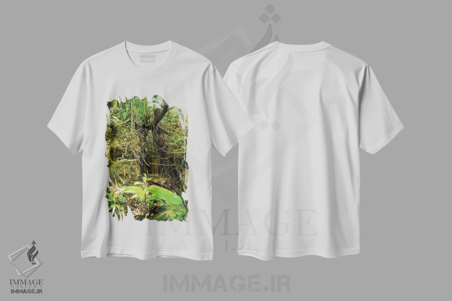 تیشرت سفید طرح دار جنگل گرمسیری شماره ۲۵، مدیوم اثر گلاوکو منهالی | immage.ir