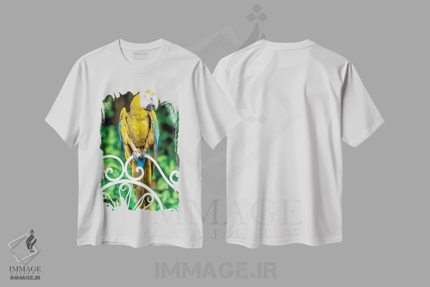 تیشرت سفید طرح دار طوطی ماکائو III، مدیوم اثر گلاوکو منهالی | فروشگاه ایماژ