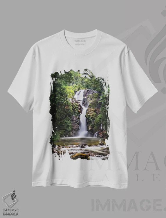 تیشرت سفید طرح دار آبشار II، مدیوم اثر گلاوکو منهالی | فروشگاه ایماژ