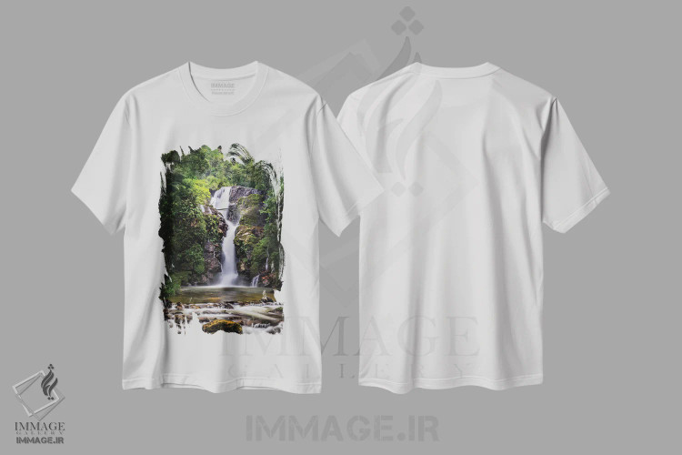 تیشرت سفید طرح دار آبشار II، مدیوم اثر گلاوکو منهالی | فروشگاه ایماژ