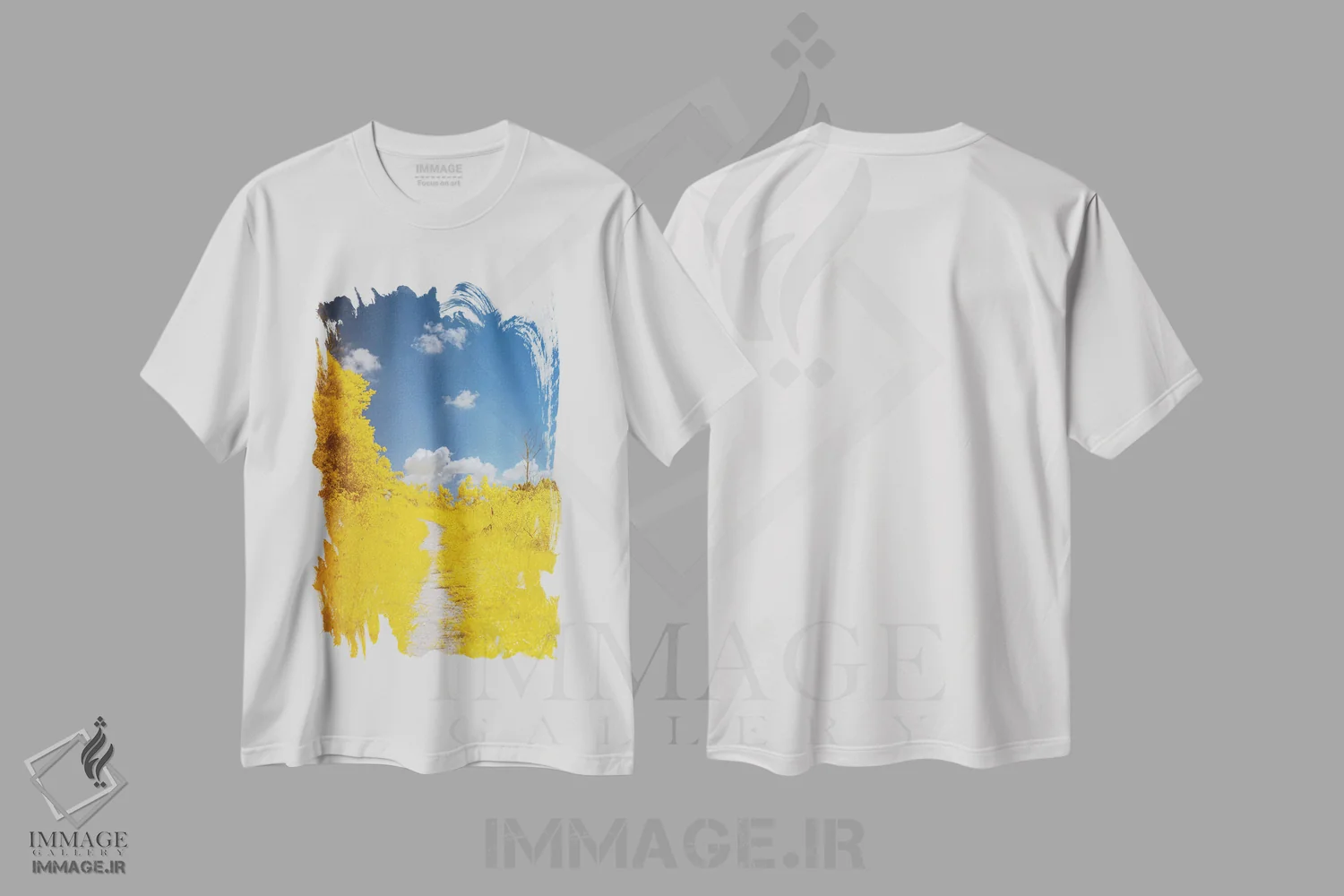 تیشرت سفید طرح دار راه، مدیوم اثر گلاوکو منهالی | immage.ir