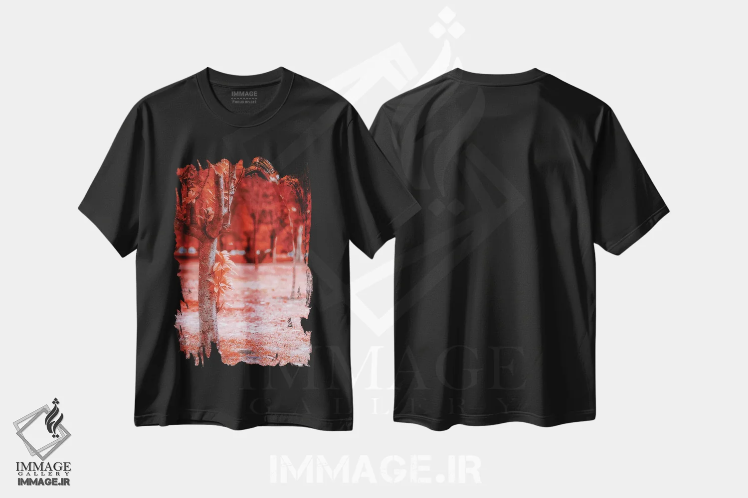تیشرت مشکی طرح دار دشت قرمز، مدیوم اثر گلاوکو منهالی | فروشگاه ایماژ