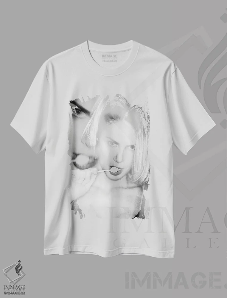تیشرت سفید طرح دار پرتره شماره ۵، عکاسی سیاه و سفید اثر گلاوکو منهالی | فروشگاه ایماژ