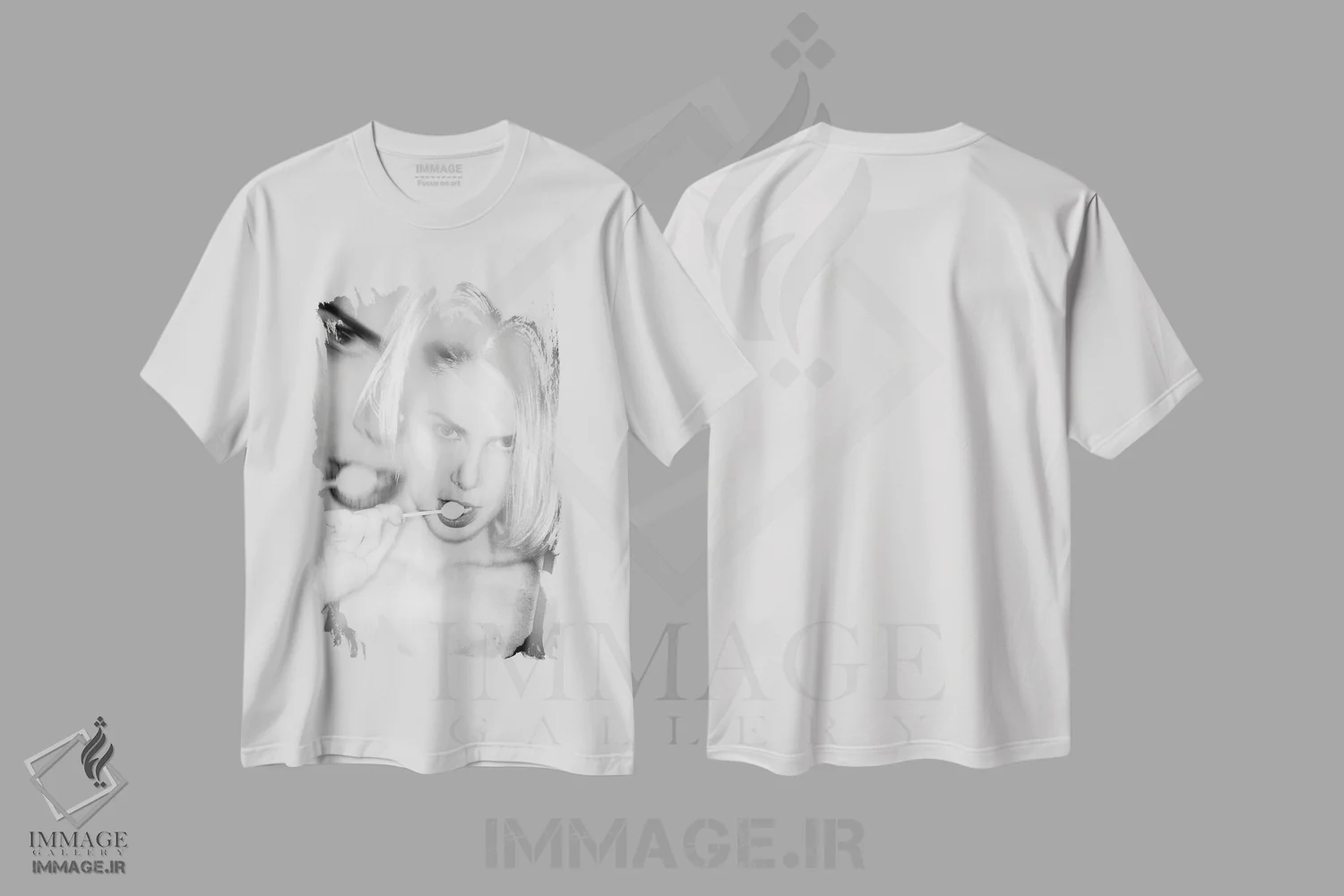 تیشرت سفید طرح دار پرتره شماره ۵، عکاسی سیاه و سفید اثر گلاوکو منهالی | فروشگاه ایماژ