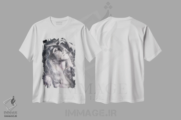 تیشرت سفید طرح دار پرتره شماره ۱۱، عکاسی سیاه و سفید اثر گلاوکو منهالی | immage.ir