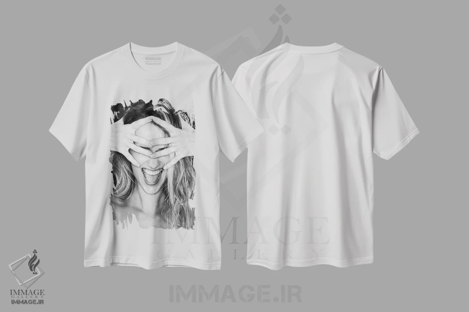 تیشرت سفید طرح دار پیش بینی و اجرا، عکاسی سیاه و سفید اثر گلاوکو منهالی | فروشگاه ایماژ