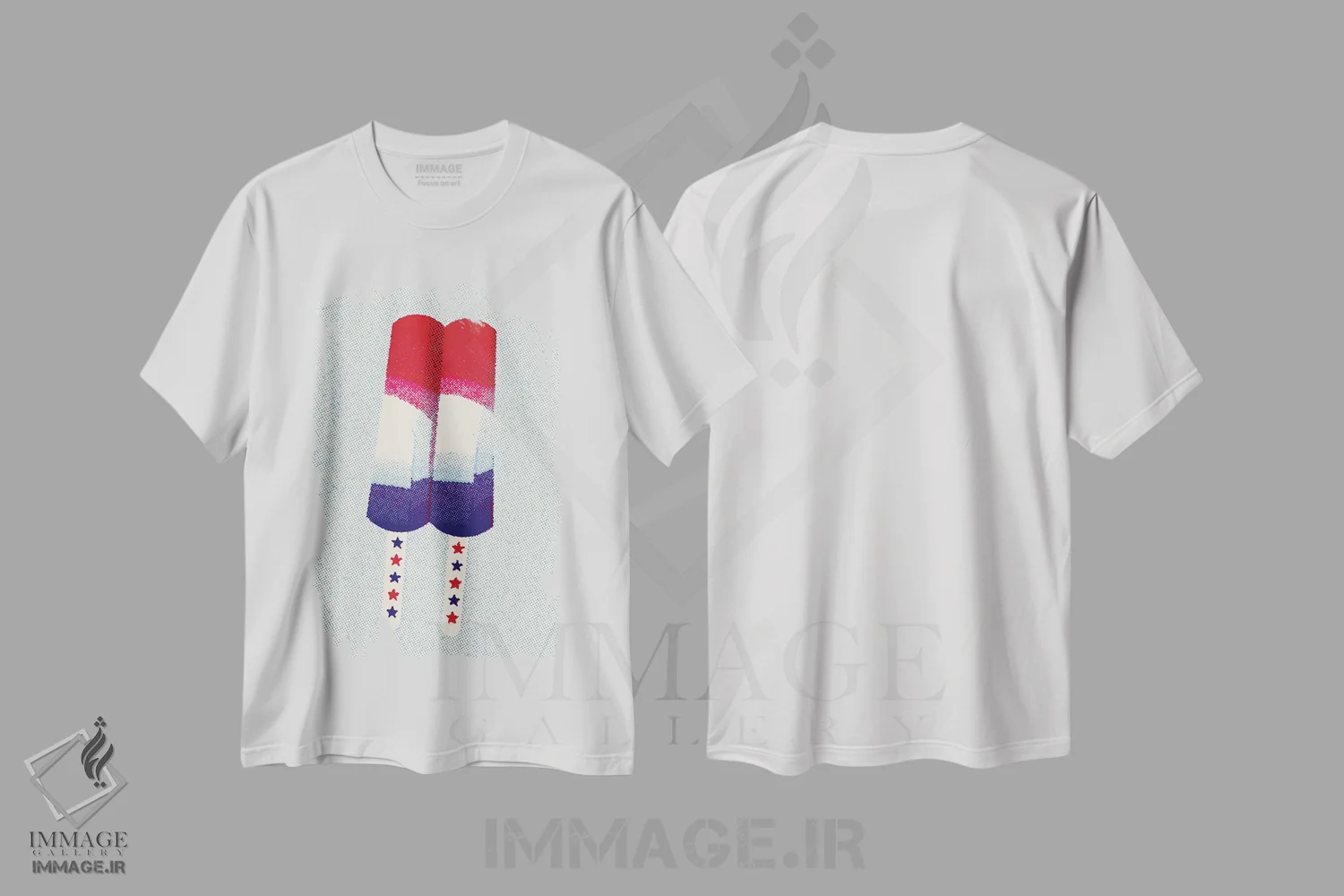 تیشرت سفید طرح دار پاپ میهن پرست، دکور معاصر اثر گرگ مابلی | فروشگاه ایماژ