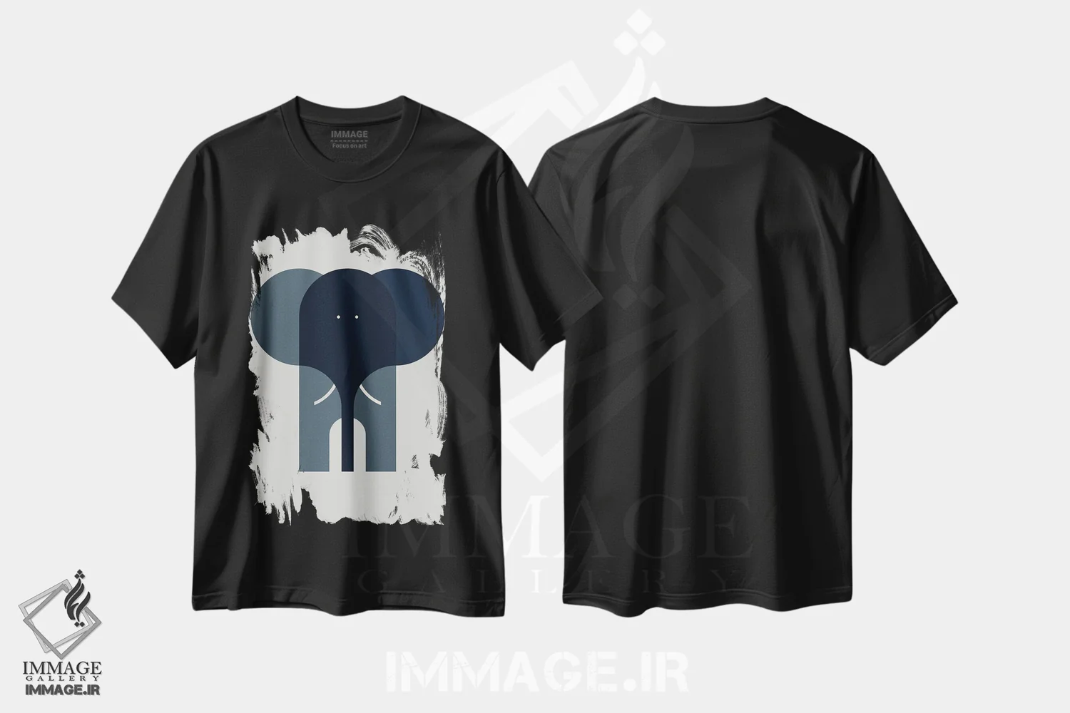 تیشرت مشکی طرح دار فیل، تزئینی اثر گرگ مابلی | فروشگاه ایماژ
