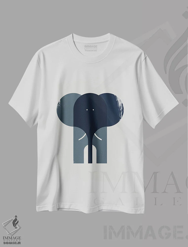 تیشرت سفید طرح دار فیل، تزئینی اثر گرگ مابلی | immage.ir