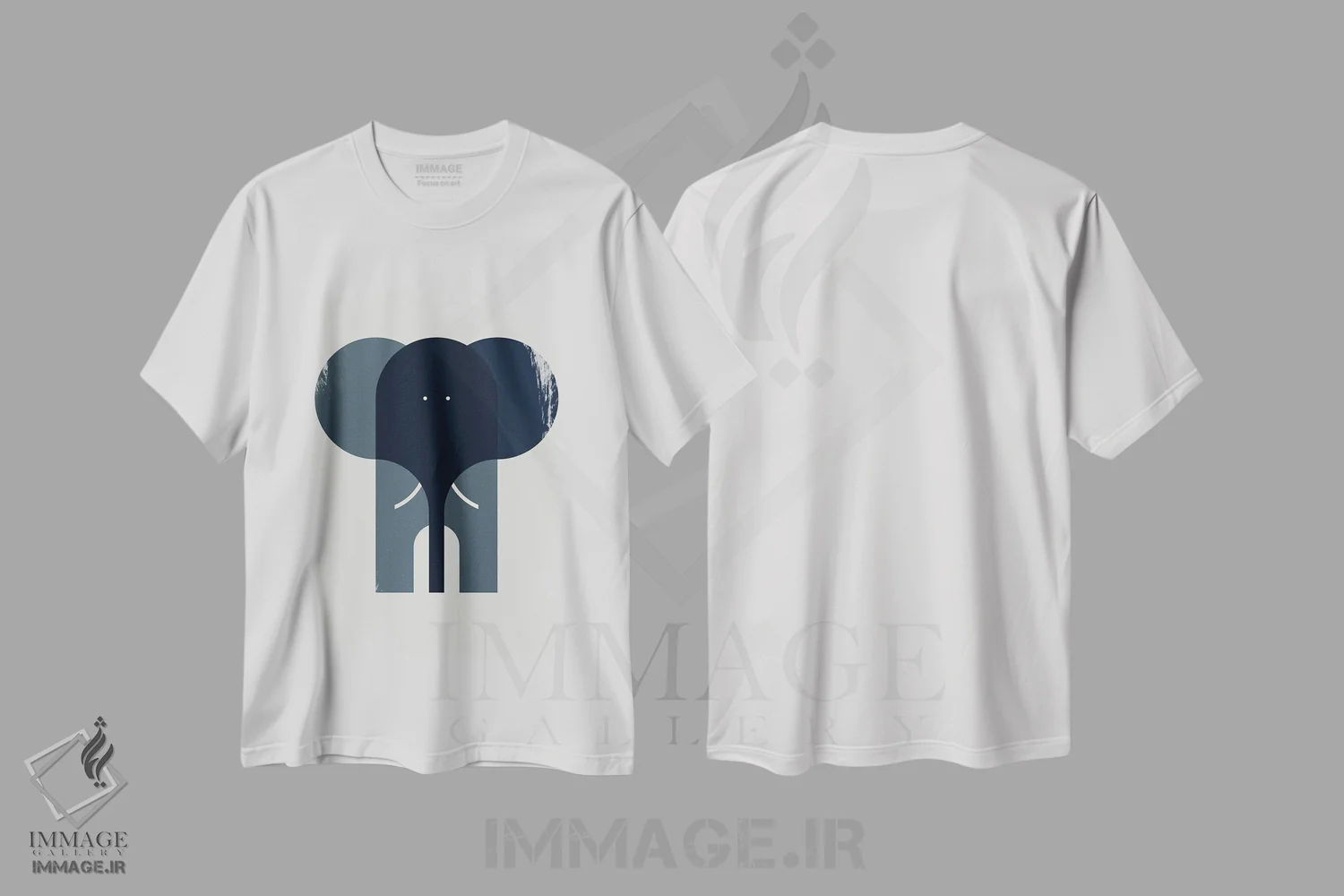 تیشرت سفید طرح دار فیل، تزئینی اثر گرگ مابلی | immage.ir