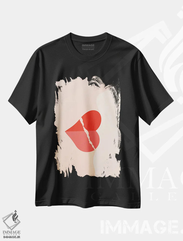 تیشرت مشکی طرح دار لب ها، تزئینی اثر گرگ مابلی | فروشگاه ایماژ