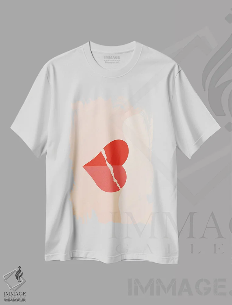 تیشرت سفید طرح دار لب ها، تزئینی اثر گرگ مابلی | immage.ir