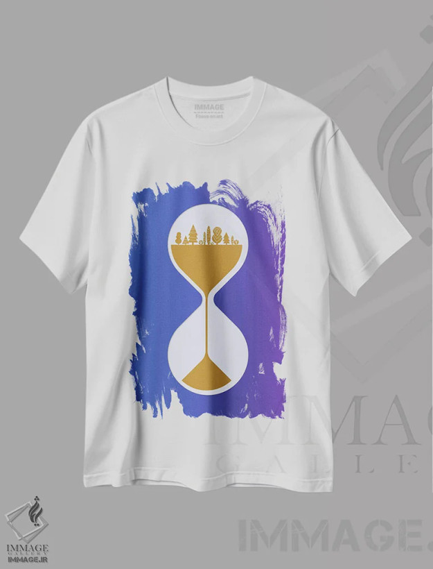 تیشرت سفید طرح دار میانسالی، تزئینی اثر گرگ مابلی | فروشگاه ایماژ