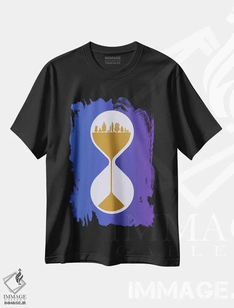 تیشرت مشکی طرح دار میانسالی، تزئینی اثر گرگ مابلی | immage.ir