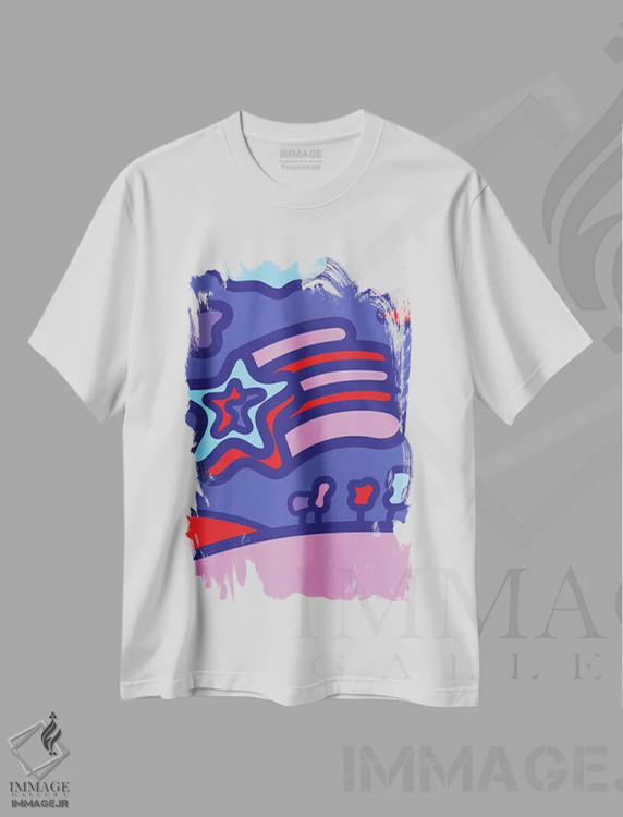 تیشرت سفید طرح دار شهاب سنگ، تزئینی اثر گرگ مابلی | فروشگاه ایماژ