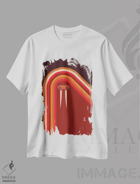 تیشرت سفید طرح دار والروس، تزئینی اثر گرگ مابلی | فروشگاه ایماژ