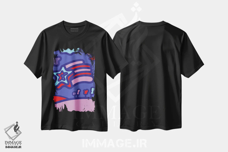 تیشرت مشکی طرح دار شهاب سنگ، تزئینی اثر گرگ مابلی | immage.ir